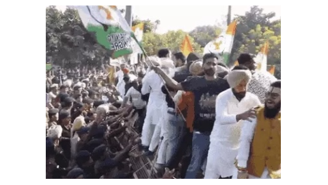 Police-Stopped-Youth-Congress-Members-At-The-Chandigarh-Border-As-They-Were-Marching-Towards-The-Governors-House-And-Trying-To-Break-Through-Barricades